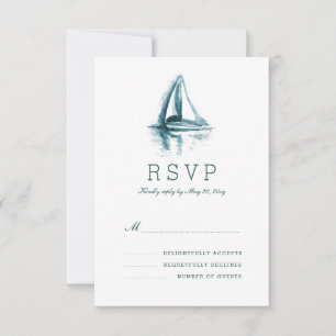 Watercolor Sailing Boat Wedding Response RSVP Card