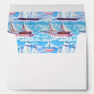 Watercolor Sailing Ships Pattern Envelopes