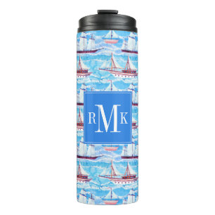 Watercolor Sailing Ships Pattern Thermal Tumbler