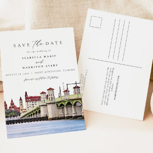 Watercolor Saint Augustine Florida Skyline Beach Postcard