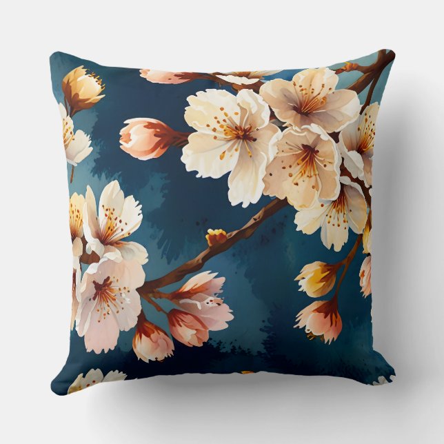 Watercolor Sakura Dreams Cushion (Back)