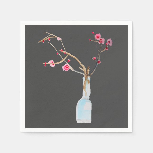 Watercolor sakura pink cherry blossom napkin (Front)