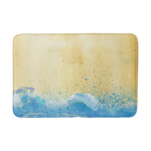 Watercolor Sand and Water Beach Bath Mat