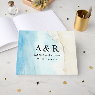 Watercolor Sand Beach Tropical Destination Wedding Guest Book