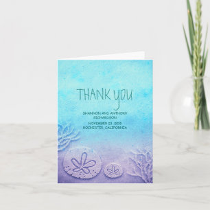 watercolor sand dollar beach wedding thank you card