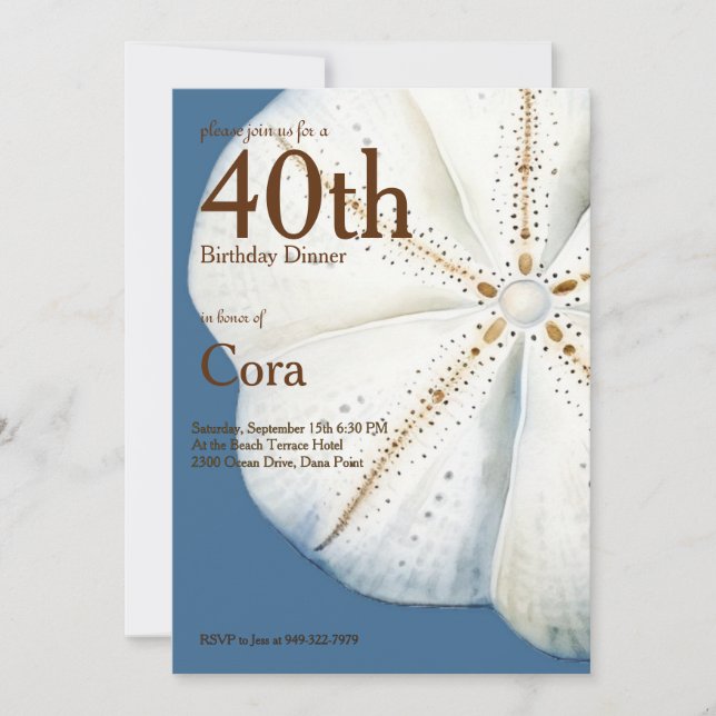  Watercolor Sand Dollar Birthday Invitation (Front)