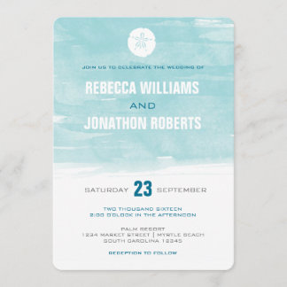 Watercolor Sand Dollar Invitation - round corners