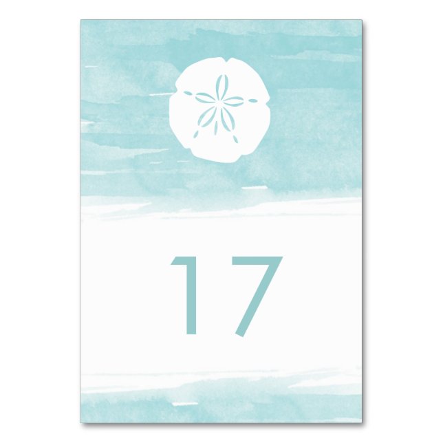 Watercolor Sand Dollar Table Number Cards (Front)