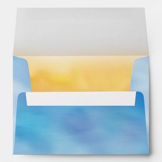 Watercolor Sandy Toes Envelope blue & yellow (Back (Bottom))