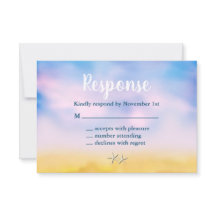 Watercolor Sandy Toes Wedding RSVP - sunset & sand