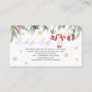 Watercolor Santa baby christmas baby shower book Enclosure Card