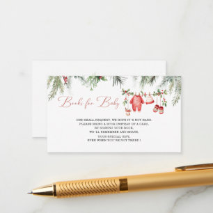 Watercolor Santa baby christmas baby shower book Enclosure Card