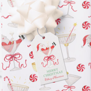 Watercolor Santa Christmas Cocktail Party Gift Tags