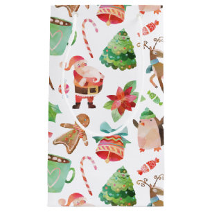 Watercolor Santa Christmas Gift Bag