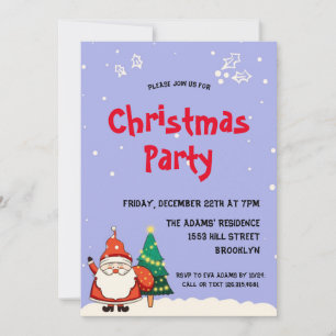 Watercolor Santa Christmas Party Invitation