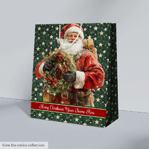 Watercolor Santa Claus Holiday Gift Bag - Custom