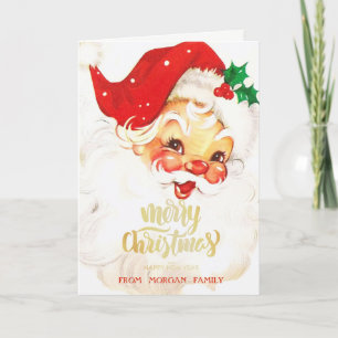 Watercolor Santa Claus Red  Holiday Card