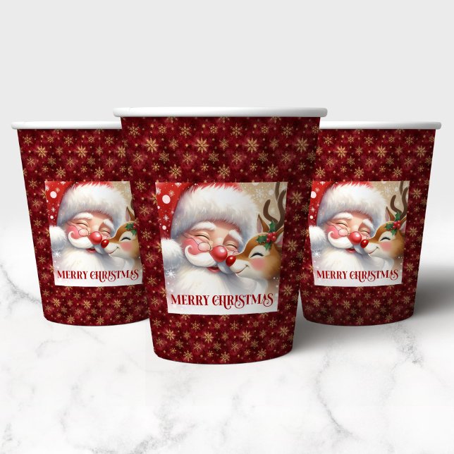 Watercolor Santa Claus Rudolph Cute Christmas Cups (Watercolor Santa Claus Rudolph Cute Christmas Cups)