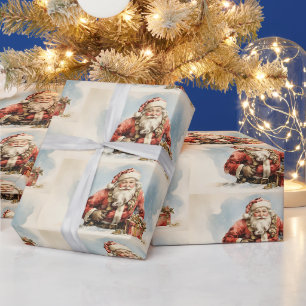 Watercolor Santa Claus with Presents  Wrapping Paper