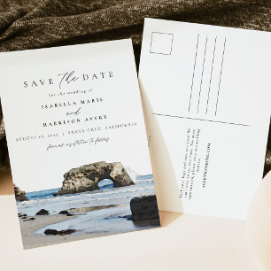 Watercolor Santa Cruz California Beach Painting Postcard