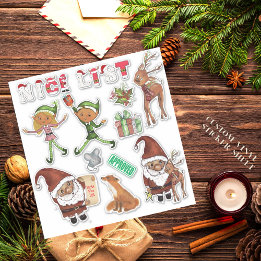 Watercolor Santa  Elves Christmas Custom Cut