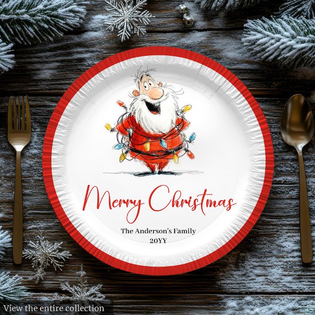 Watercolor Santa Funny Custom Christmas Tableware Paper Plate (Watercolor Santa Funny Custom Christmas Tableware

)
