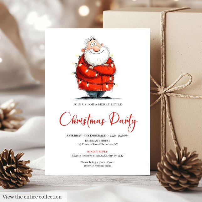 Watercolor Santa Funny Editable Christmas Party  Invitation (Watercolor Santa Funny Editable Christmas Party Invite

)