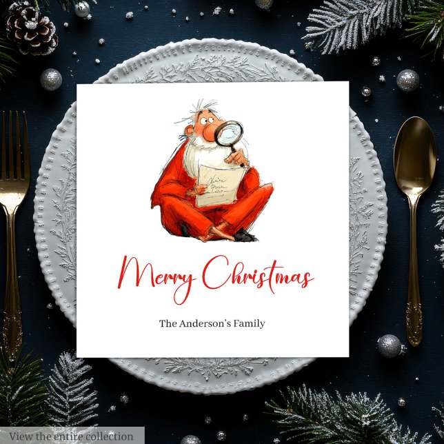 Watercolor Santa Funny Holiday Cocktail Napkins (Watercolor Santa Funny Holiday Cocktail Napkins)