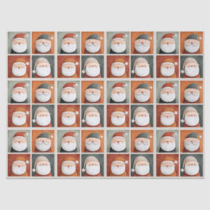 Watercolor Santa Grid in Bold Colours Tissue Paper