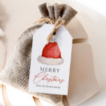 Watercolor Santa hat Christmas Holiday Gift Tags<br><div class="desc">Add a finishing touch to your Christmas gifts or holiday decor with these festive gift tags,  featuring a watercolor Santa hat and an elegant script.</div>