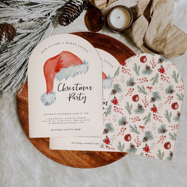 Watercolor Santa Hat | Merry Little Christmas  Invitation (Creator Uploaded)