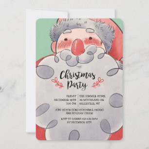 Watercolor Santa Holiday Party Invitation