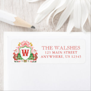 Watercolor Santa Monogram Crest Address