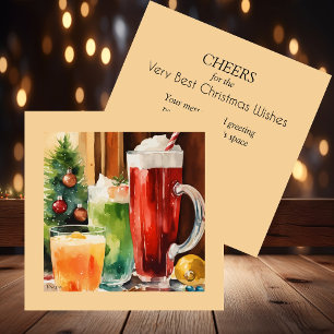 Watercolor Santa's Brew   Christmas Beverages    Enclosure Card