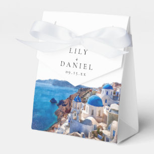 Watercolor Santorini Greece Destination Wedding Favour Box