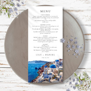 Watercolor Santorini Greece Destination Wedding Menu