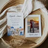 Watercolor Santorini Greece Wedding Photo