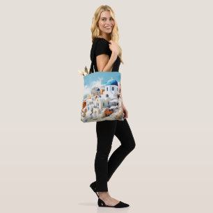 Watercolor Santorini Tote Bag