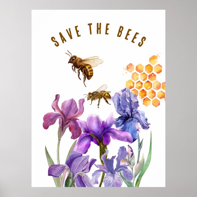 Watercolor Save the bees  Poster (Front)