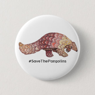 Watercolor Save The Pangolins Button