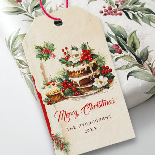 Watercolor Scandinavian Leaves Merry Christmas Gift Tags