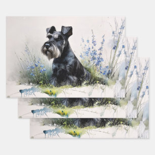 Watercolor Schnauzer Decoupage Wrapping Paper Sheet