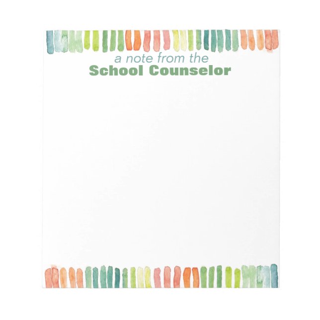 Watercolor School Counsellor Note Pad (Front)