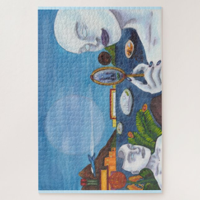 Watercolor Science Fiction Worlds Landscape Jet Jigsaw Puzzle (Vertical)