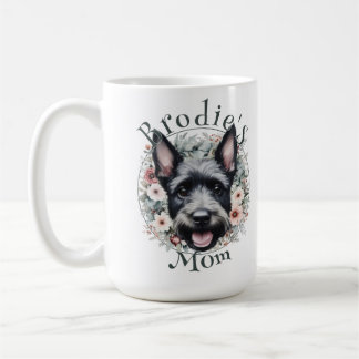 Watercolor Scottie and Floral Wreath Coffee Mug