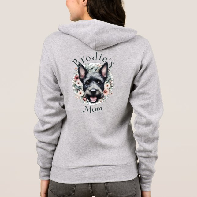 Watercolor Scottie and Floral Wreath Hoodie (Back)