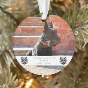 Watercolor Scottie and Floral Wreath Memorial Ornament