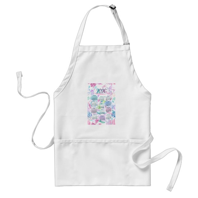 Watercolor Scribbles Calendar Tea Towel 2026 Standard Apron (Front)