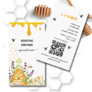 Watercolor Script BeeKeeper Honey Apairist Business Card