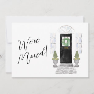 Watercolor Script Black Door We've Moved  Announcement